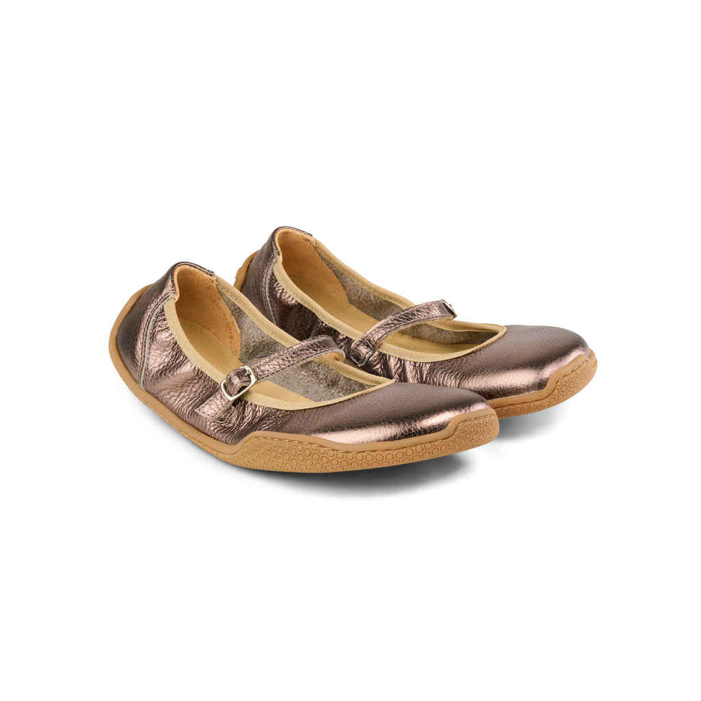 Koel - Valeria Leather Bronze - bailarinas barefoot de cuero bronce
