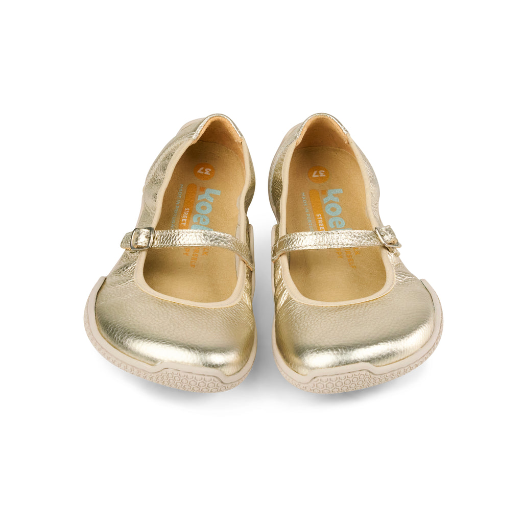 Koel Valeria Leather Gold - bailarinas barefoot de cuero doradas