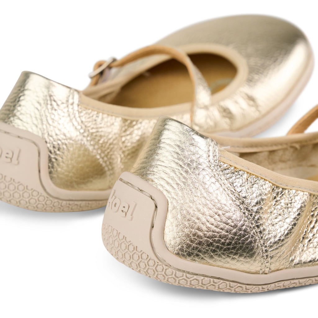 Koel Valeria Leather Gold - bailarinas barefoot de cuero doradas