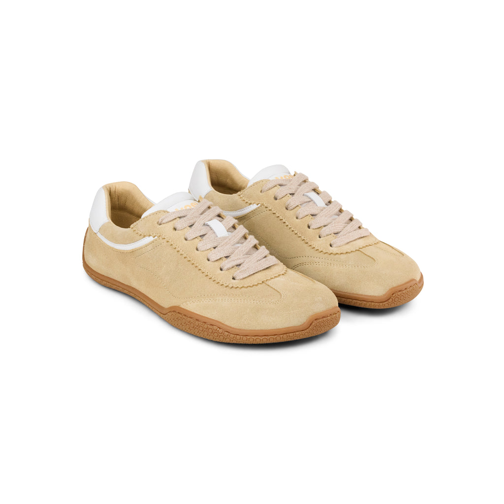 Koel Vienna Suede Beige - Zapatillas barefoot minimalistas de mujer en ante beige