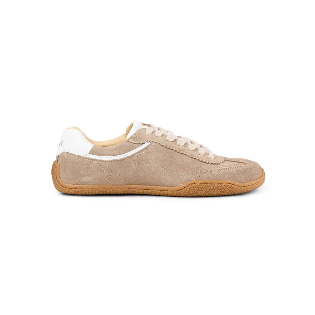 Koel Vienna Suede Taupe - Zapatillas barefoot minimalistas de mujer en ante marrones