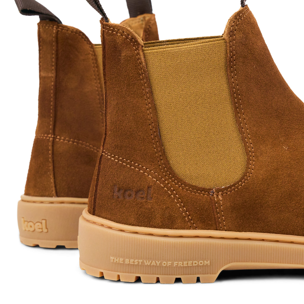 Koel Gavien Suede Cognac - Botines chelsea barefoot de mujer marrones
