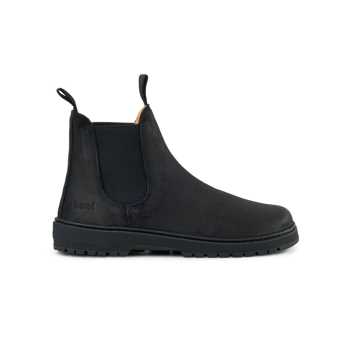 Koel Gavien Suede Oil Black - Botines chelsea barefoot unisex negros