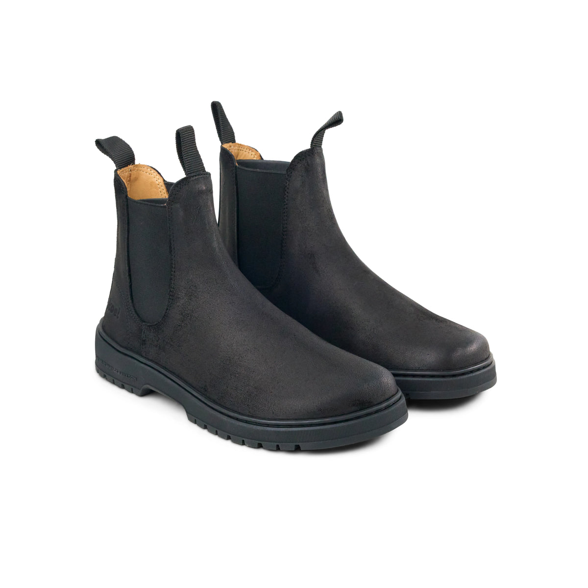 Koel Gavien Suede Oil Black - Botines chelsea barefoot unisex negros