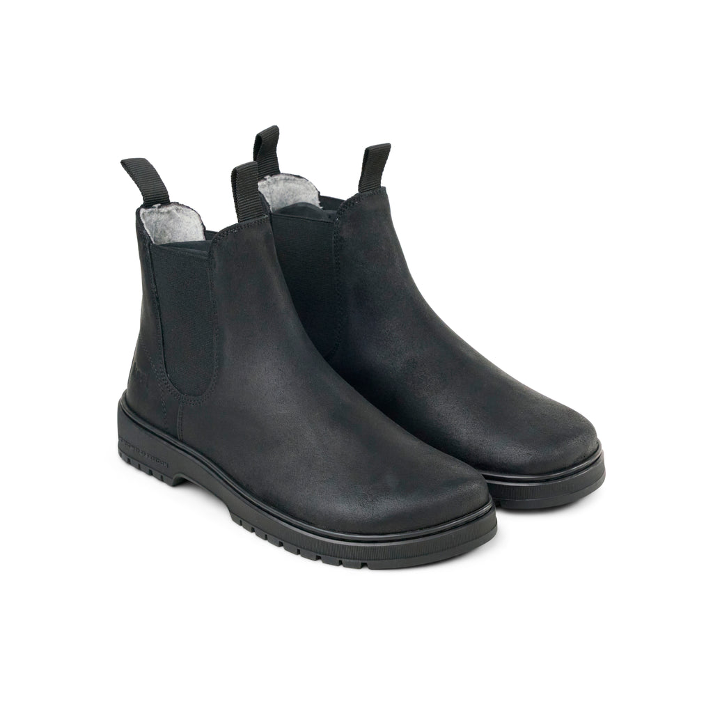 Koel Gavien Suede Felt Black - Botines Chelsea barefoot calientes estilo chunky negros