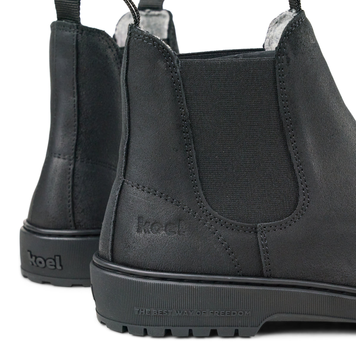 Koel Gavien Suede Felt Black - Botines Chelsea barefoot calientes estilo chunky negros