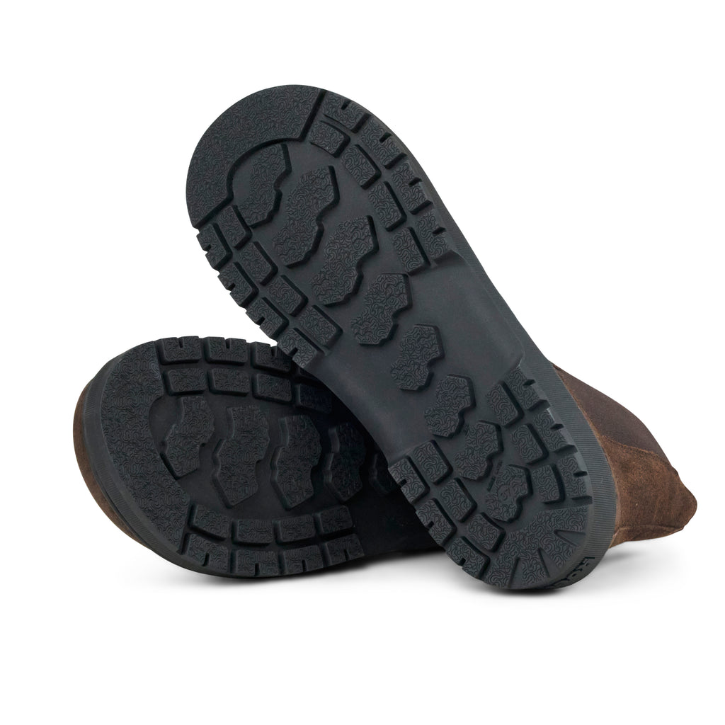 Koel Gavien Suede Felt Chocolate - Botines Chelsea barefoot calientes estilo chunky marrones  Cacles Barefoot