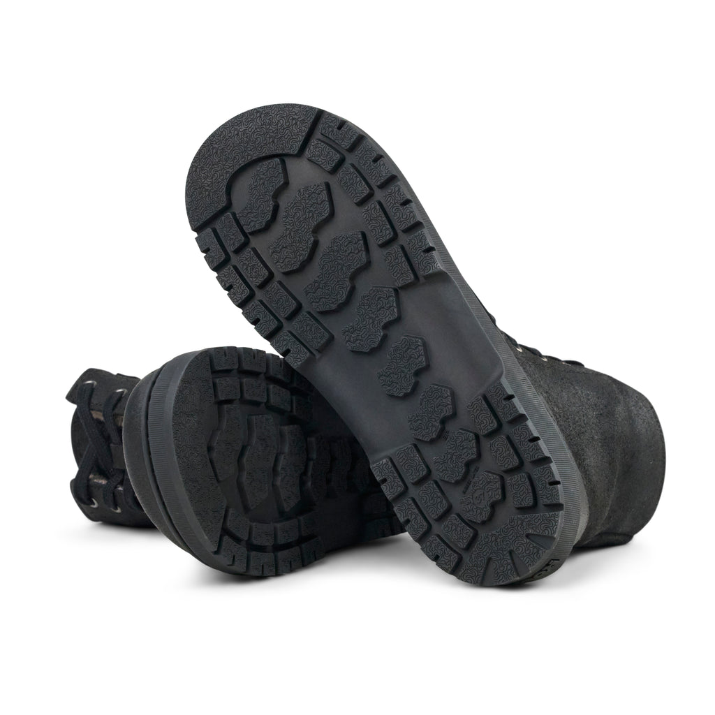 Koel Galyon Wool Black - Botas barefoot calientes estilo chunky de cordones negras