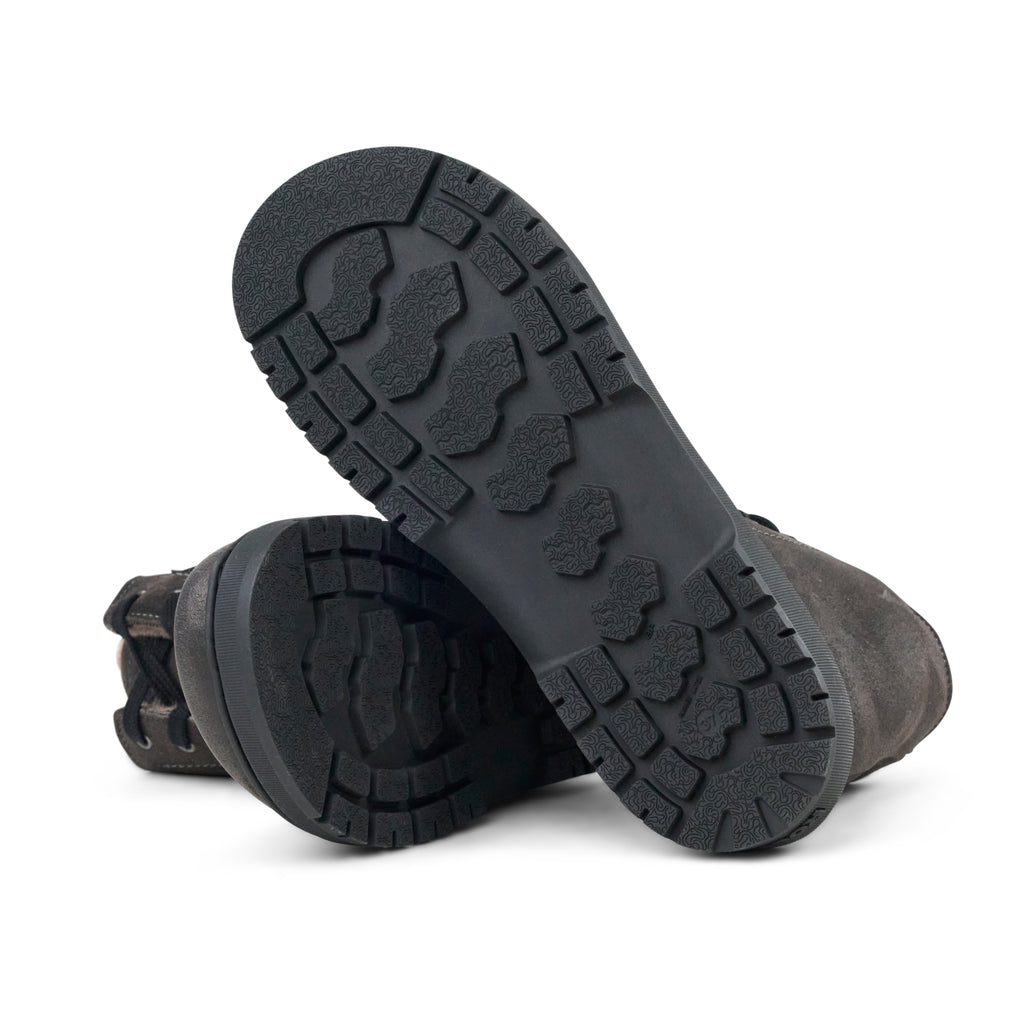 Koel Galyon Wool Dark Grey - Botas barefoot calientes estilo chunky de cordones gris oscuro