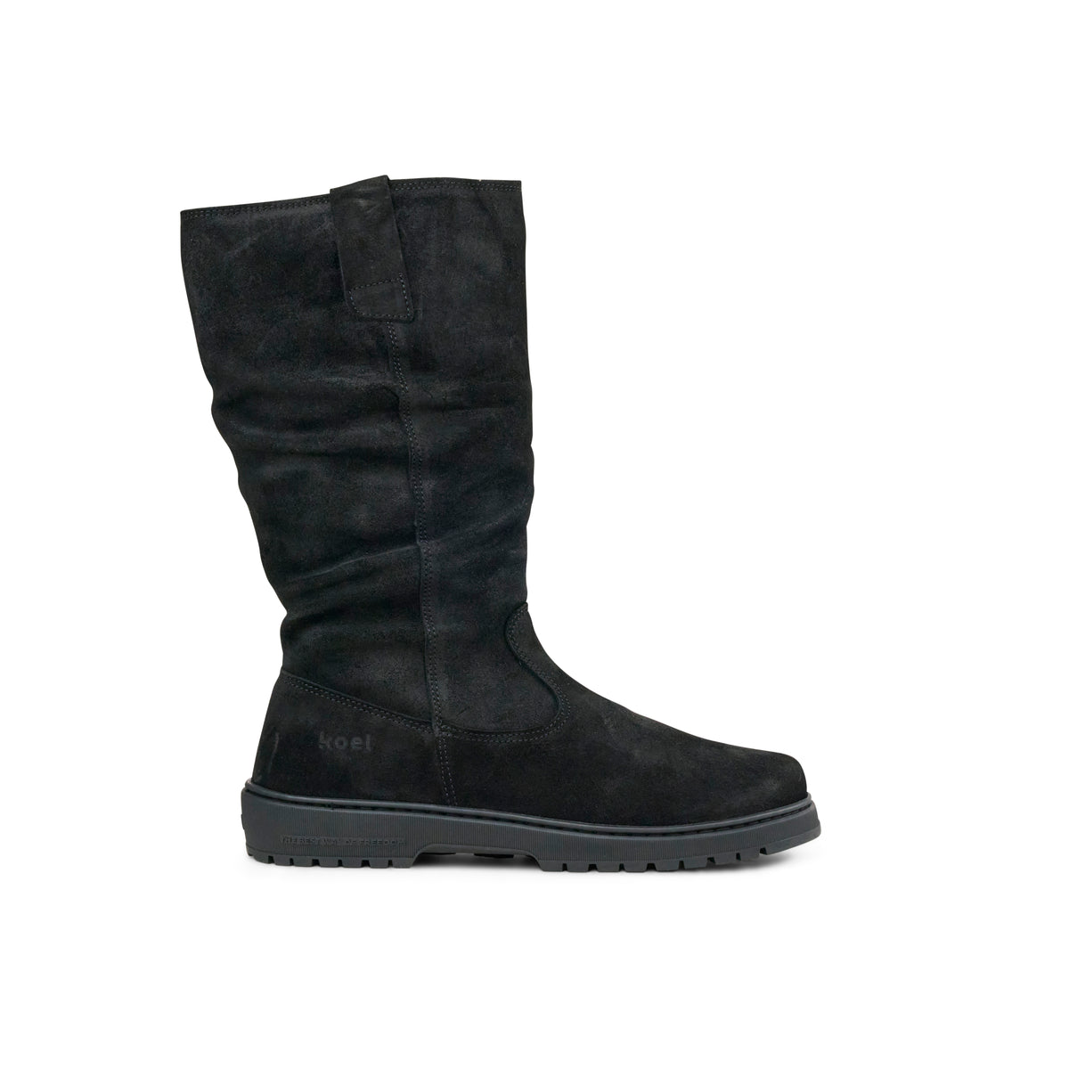 Koel Glyra Felt Black - Botas altas barefoot para mujer negras