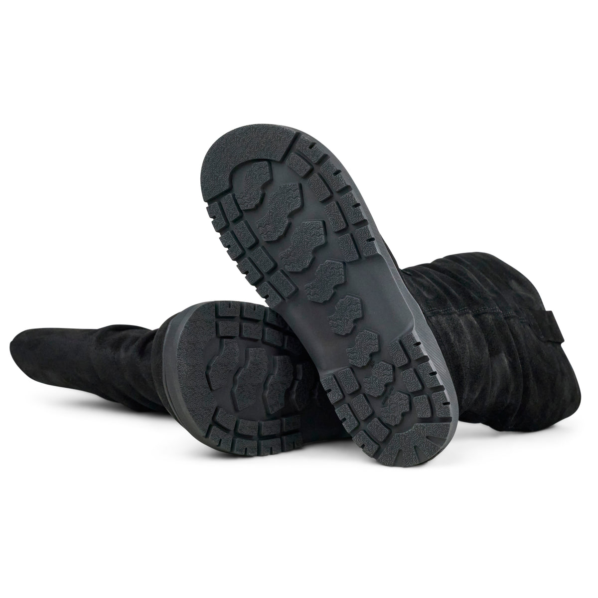 Koel Glyra Felt Black - Botas altas barefoot para mujer negras