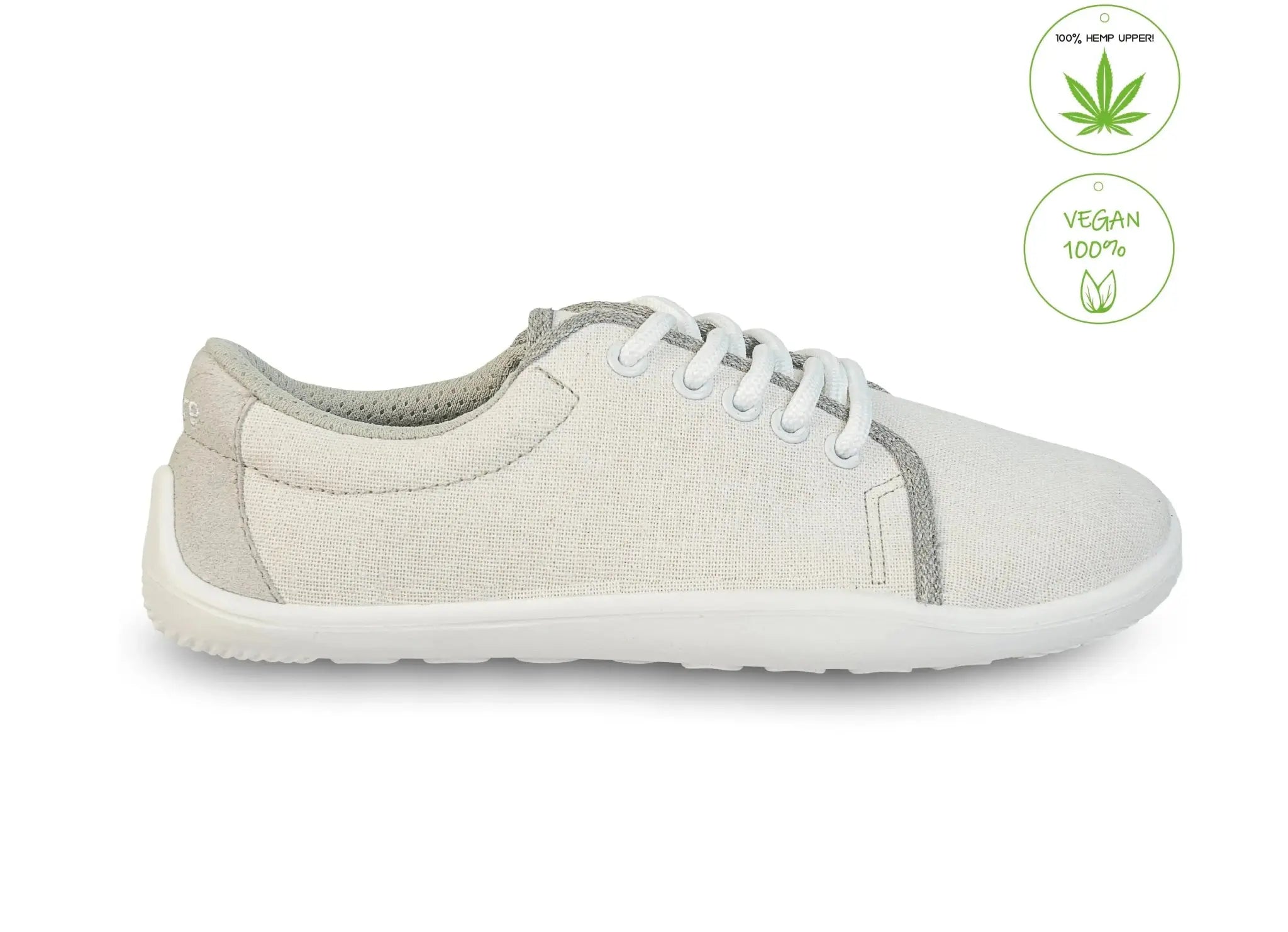 4.bare - 4.Hemp Off White - Zapatillas barefoot de cáñamo para mujer blancas
