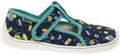 Fare Bare Slippers Blue Robots - Zapatillas de casa barefoot infantiles azules con estampado de robots