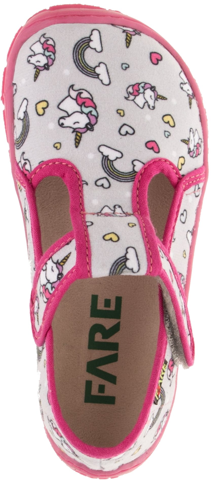 Fare Bare Slippers Grey Unicorns - Zapatillas de casa barefoot infantiles grises con estampado de unicornios