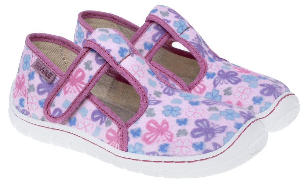 Fare Bare Slippers Pink Flowers - Zapatillas de casa barefoot infantiles rosas con estampado floral