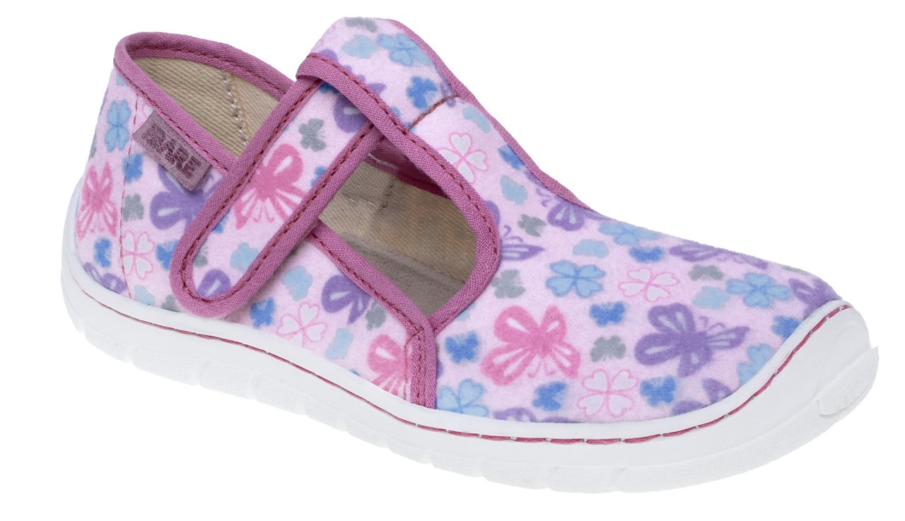 Fare Bare Slippers Pink Flowers - Zapatillas de casa barefoot infantiles rosas con estampado floral