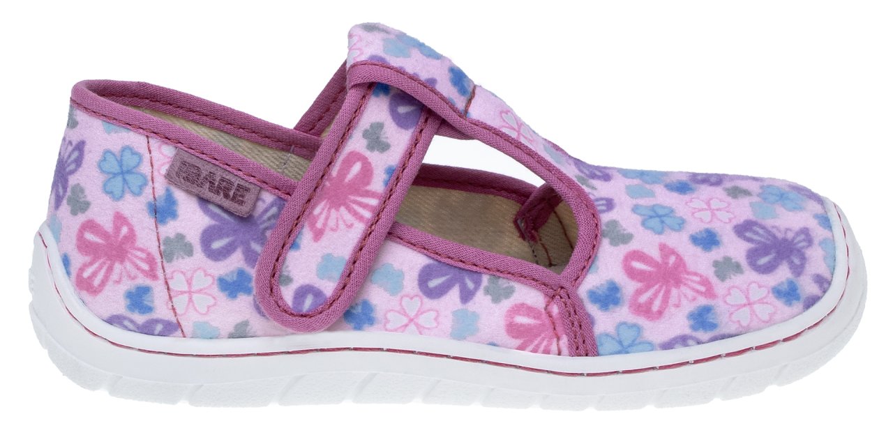 Fare Bare Slippers Pink Flowers - Zapatillas de casa barefoot infantiles rosas con estampado floral