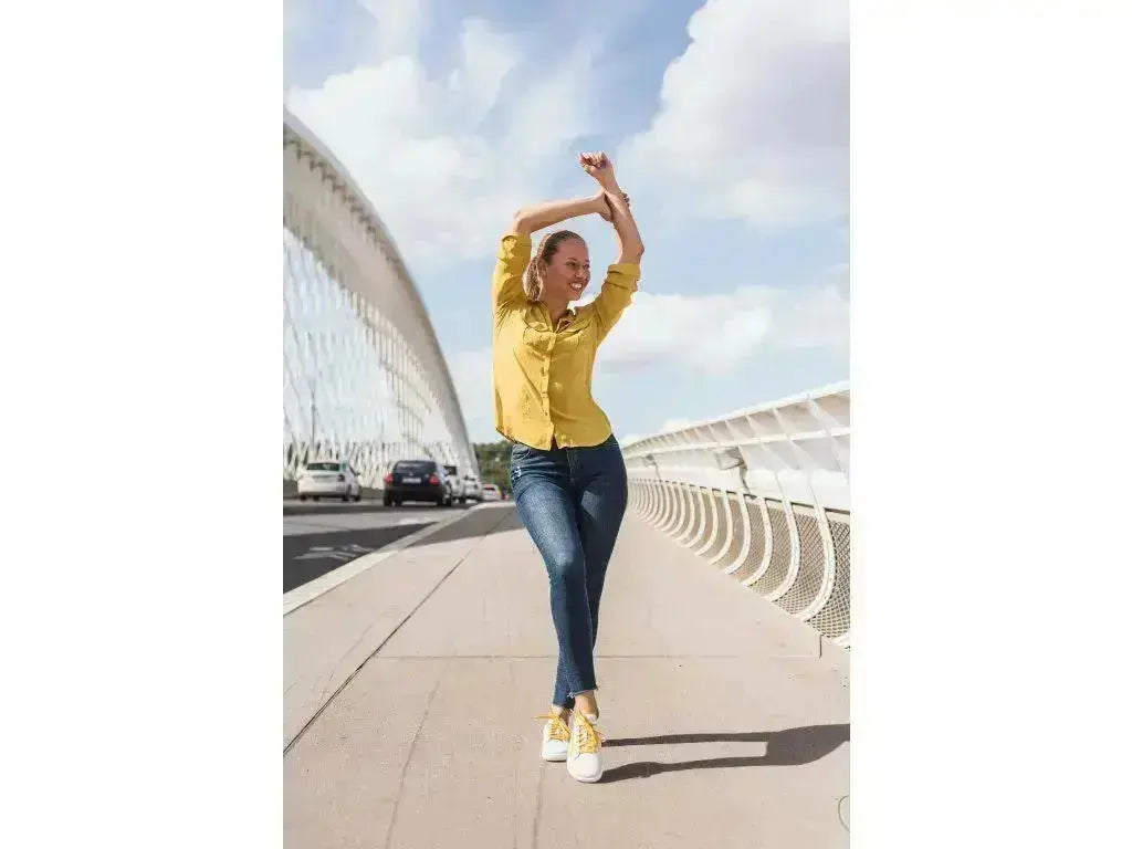 Antal - Aire Yellow - Zapatillas barefoot unisex blanco y amarillo