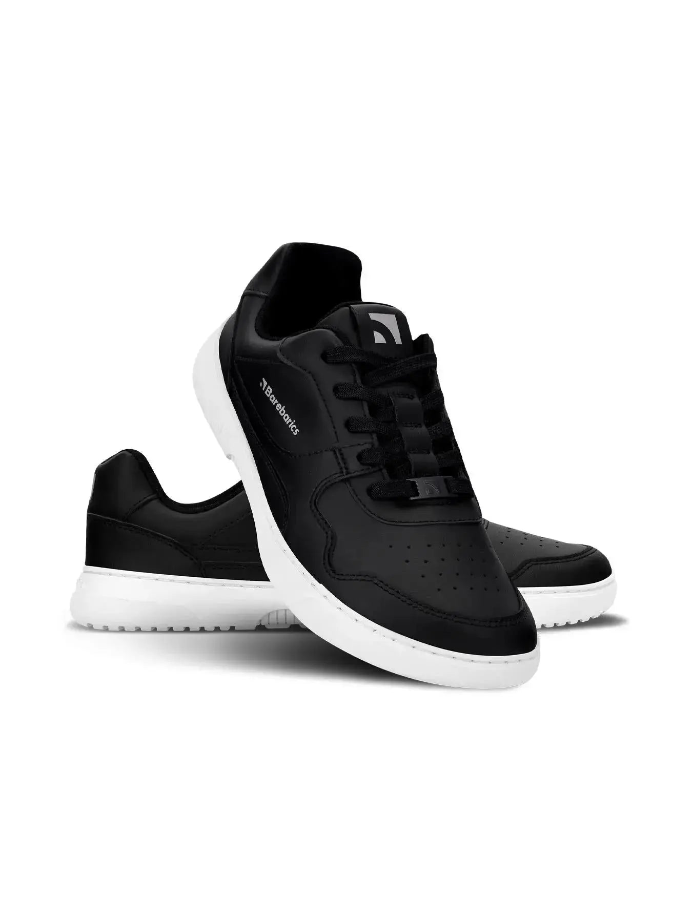 Barebarics - Zing Black & White Leather - Zapatillas barefoot unisex negras