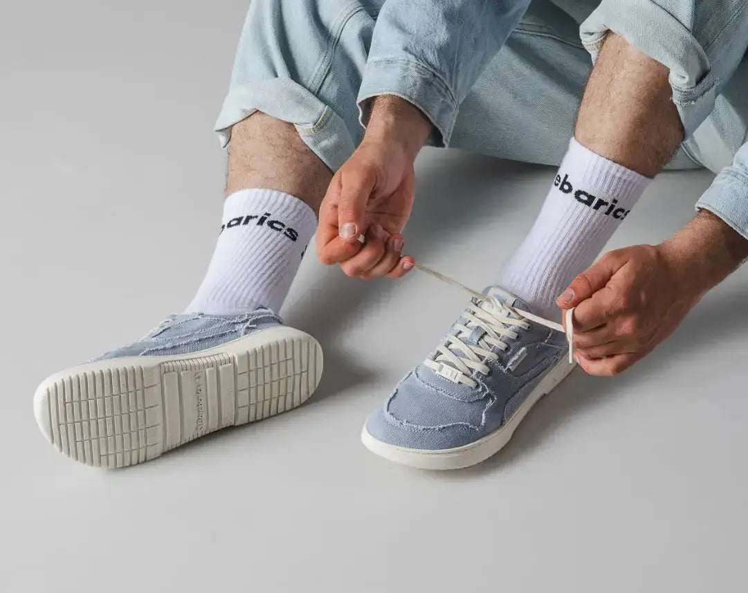 Barebarics - Zing Denim Light Blue - Baskets barefoot unisex bleues en toile denim