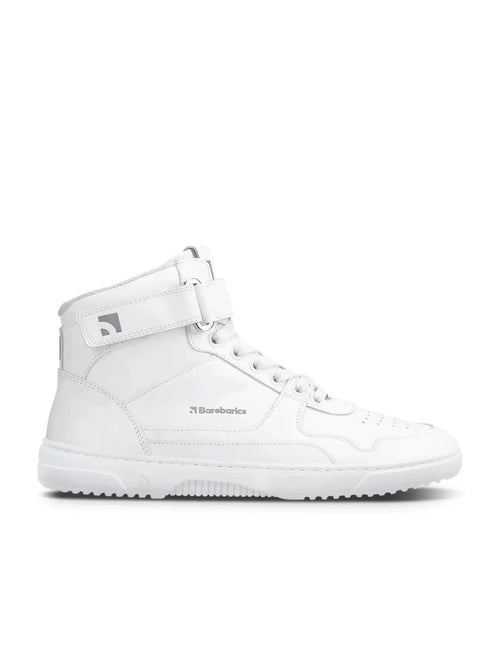 Barebarics - Zing High Top All White Leather - Zapatillas barefoot de caña alta unisex blancas