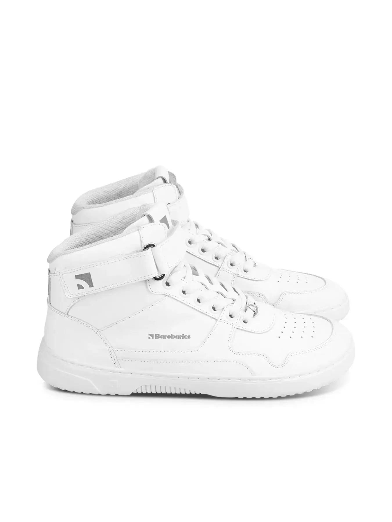 Barebarics - Zing High Top All White Leather - Zapatillas barefoot de caña alta unisex blancas