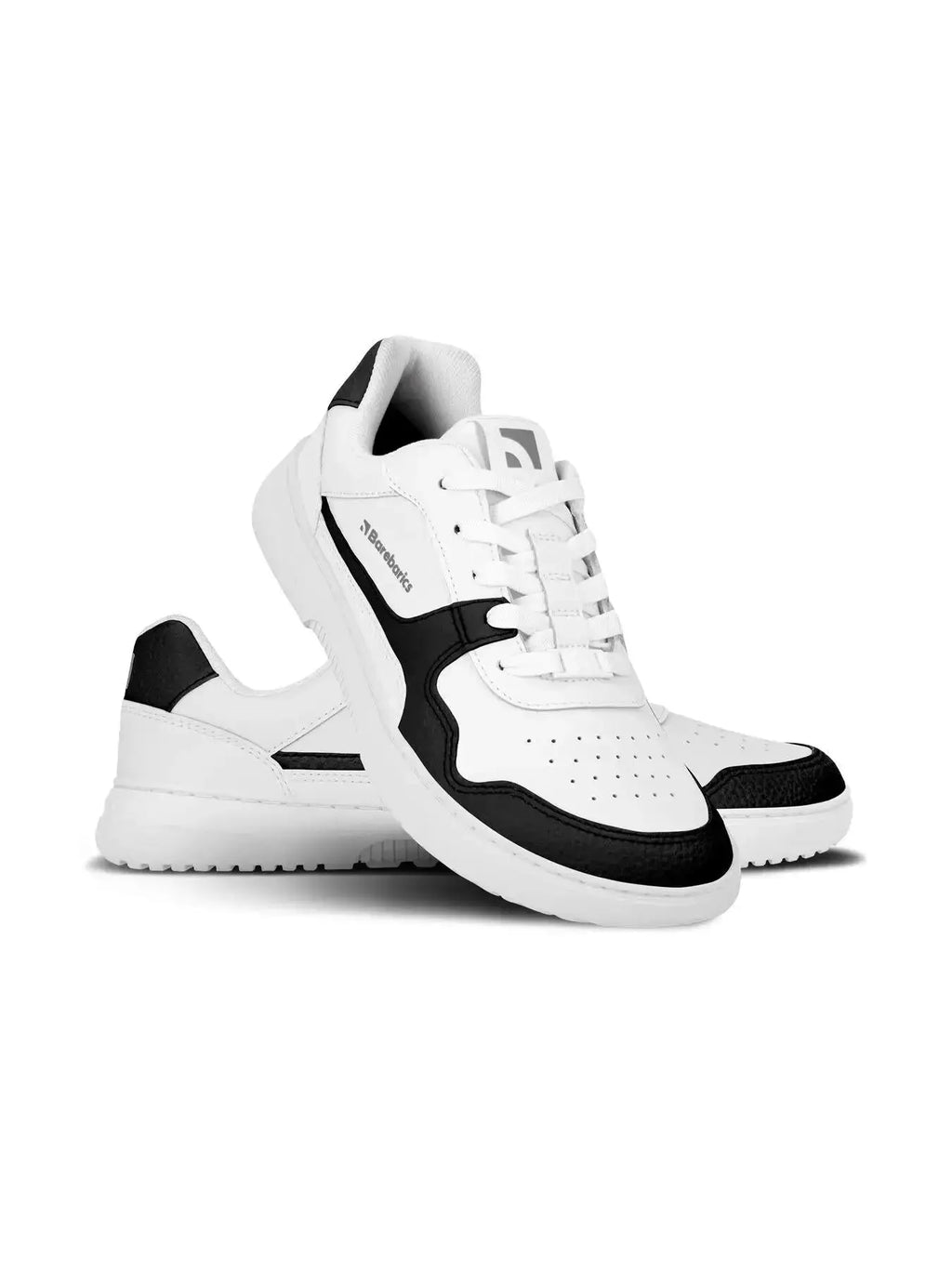 Barebarics - Zing White & Black Leather - Zapatillas barefoot unisex blanco y negro
