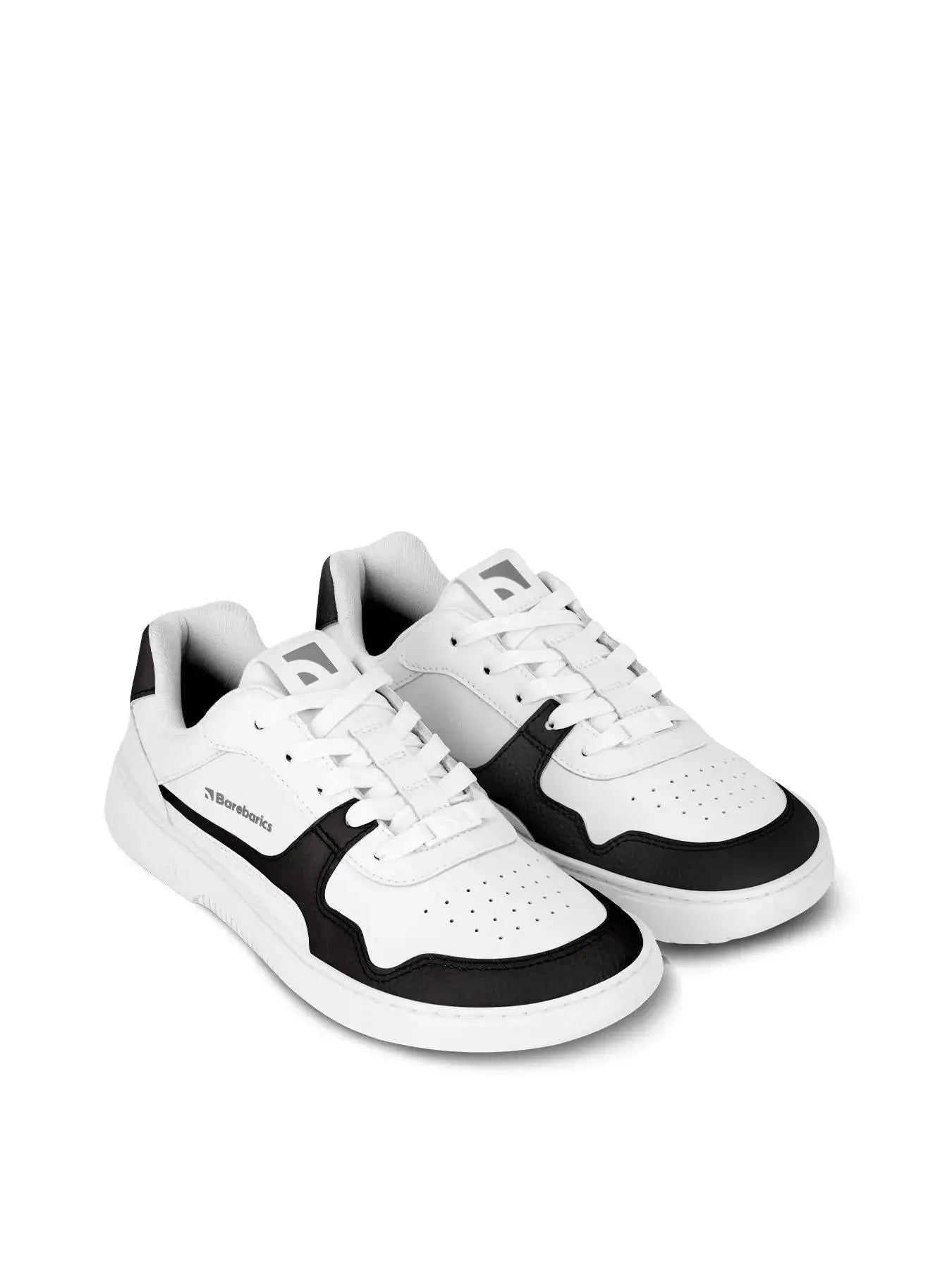 Barebarics - Zing White & Black Leather - Zapatillas barefoot unisex blanco y negro