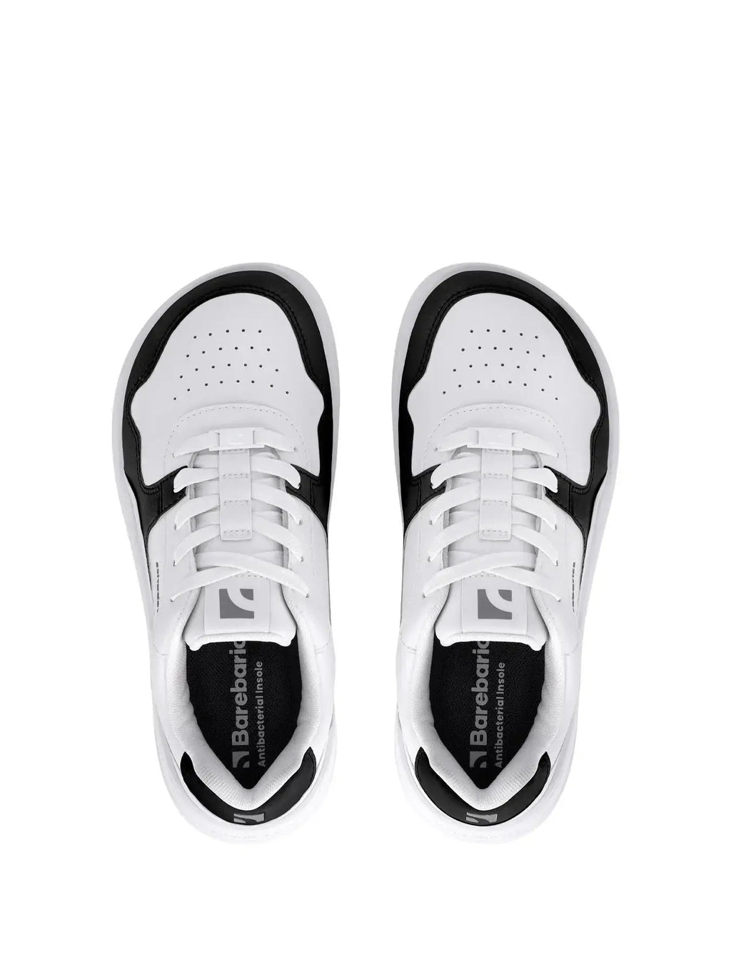 Barebarics - Zing White & Black Leather - Zapatillas barefoot unisex blanco y negro