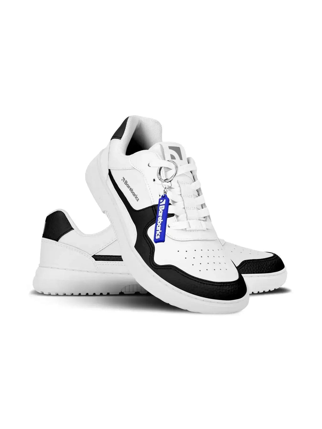 Barebarics - Zing White & Black Leather - Zapatillas barefoot unisex blanco y negro