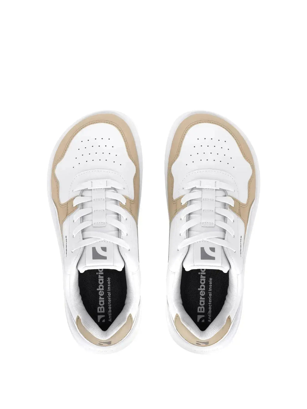 Barebarics - Zing White & Cream Leather - Zapatillas barefoot unisex blanco y beige