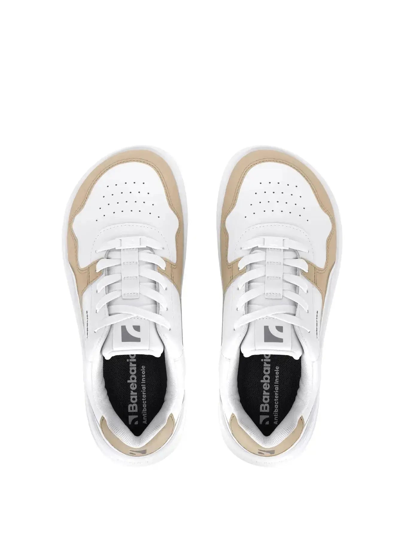 Barebarics - Zing White & Cream Leather - Zapatillas barefoot unisex blanco y beige