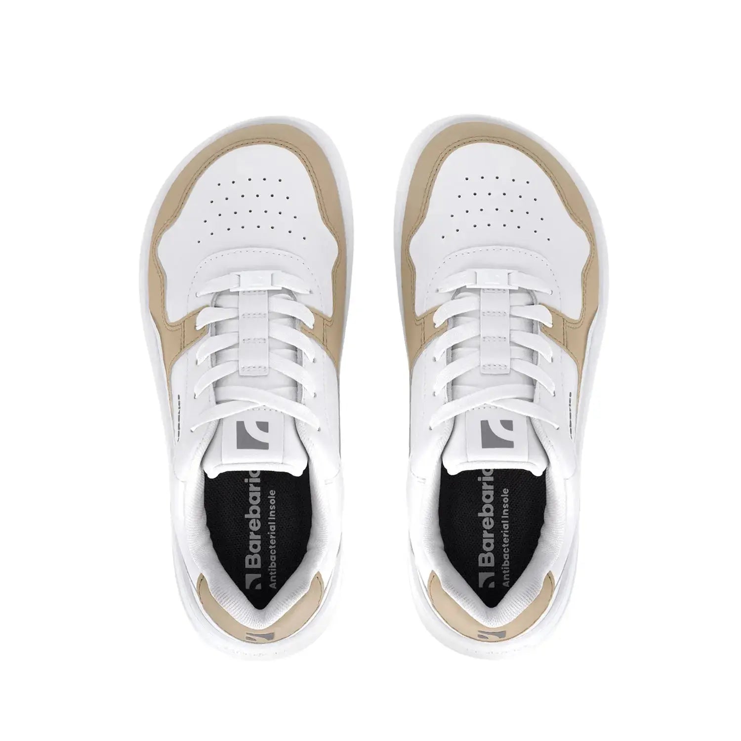 Barebarics - Zing White & Cream Leather - Zapatillas barefoot unisex blanco y beige