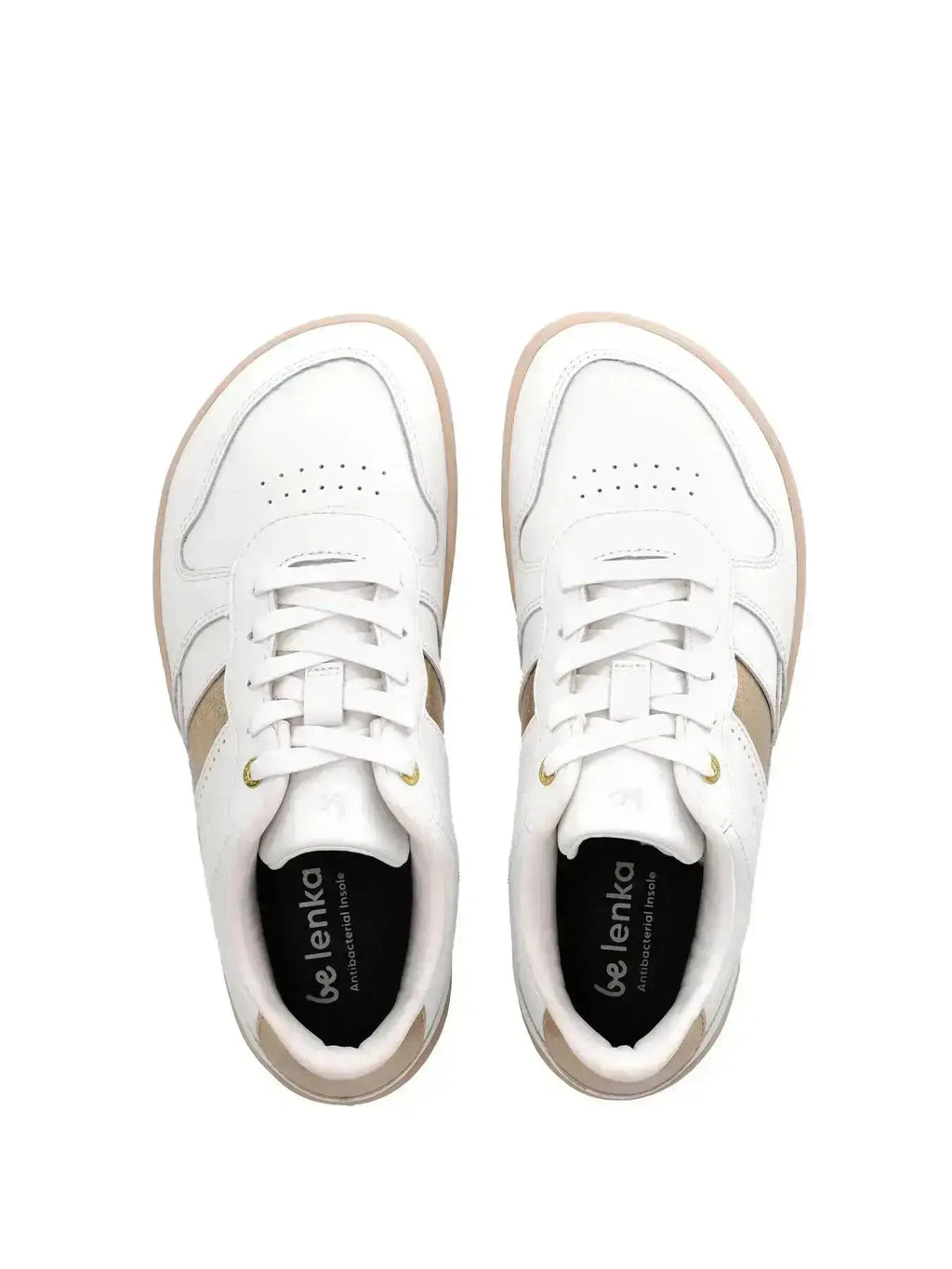 Be Lenka - Cellestia White & Gold - Zapatillas barefoot unisex blanco y dorado