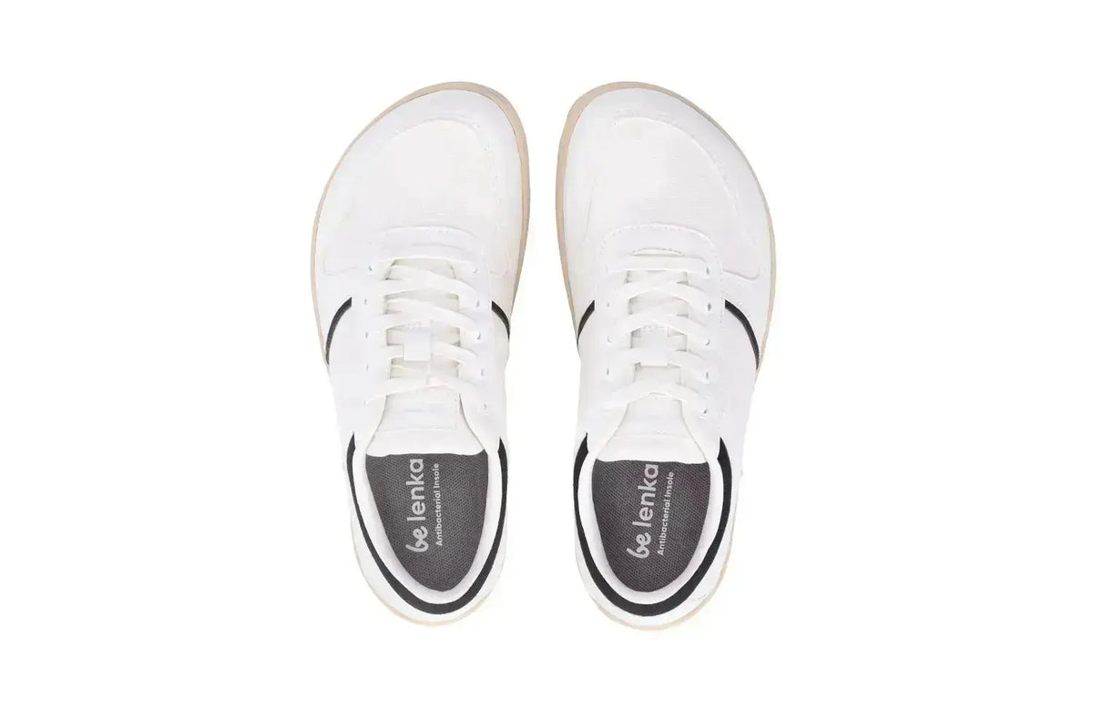 Be Lenka - Echo White & Black Vegan - Zapatillas barefoot unisex veganas blanco y negro