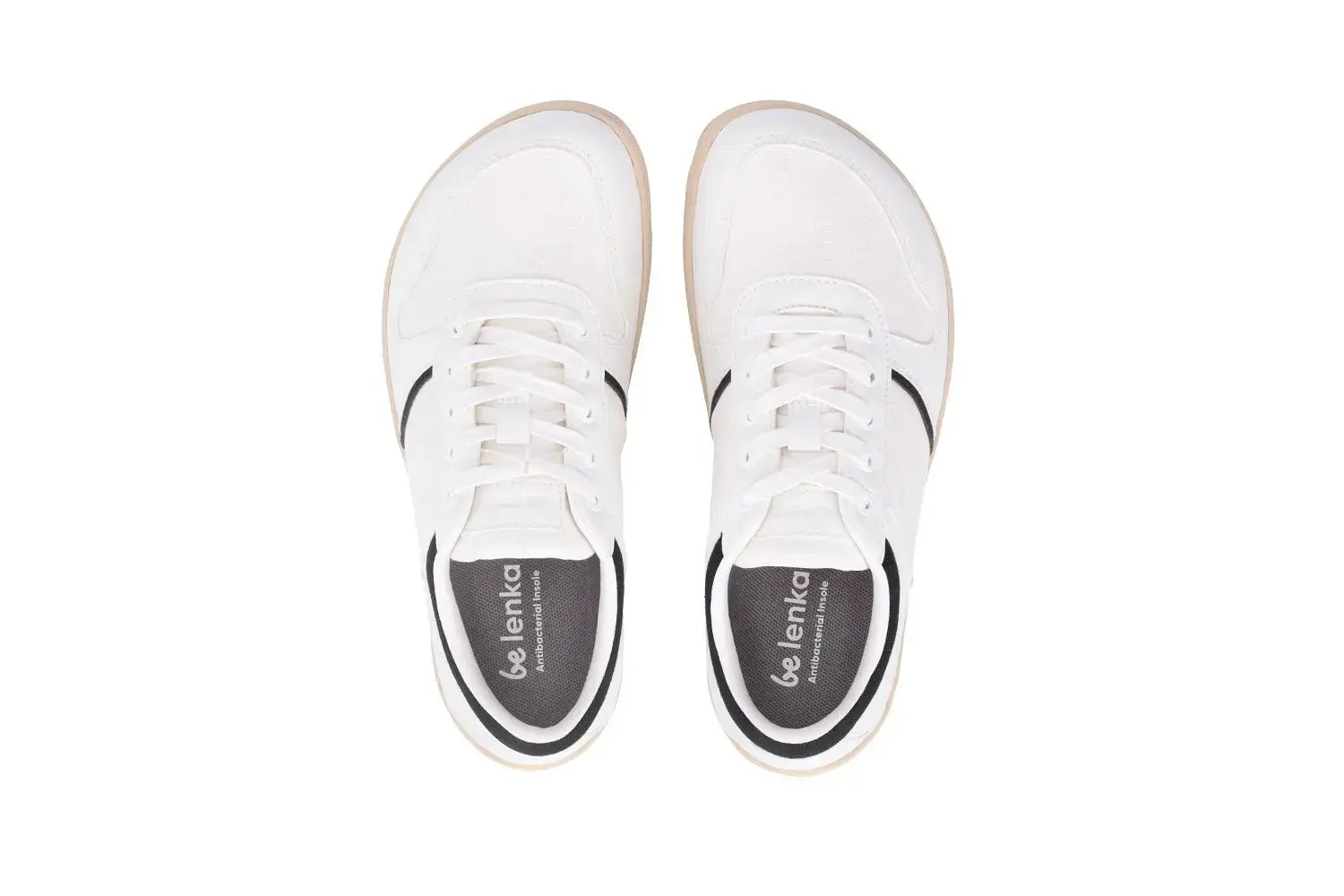 Be Lenka - Echo White & Black Vegan - Zapatillas barefoot unisex veganas blanco y negro