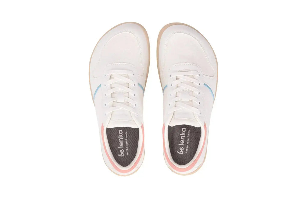 Be Lenka - Echo White & Cotton Candy Vegan - Zapatillas barefoot unisex veganas blanco y rosa