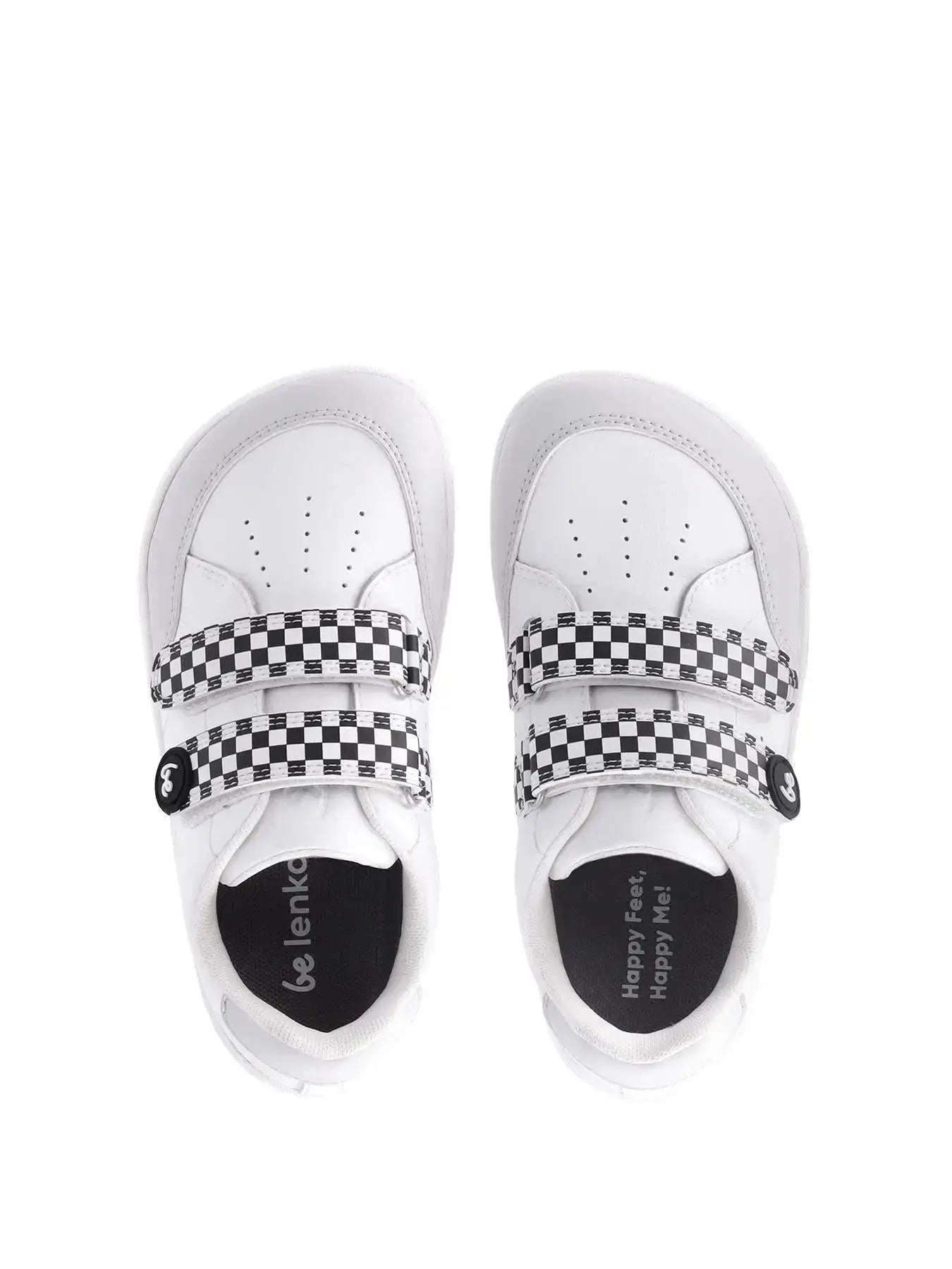 Be Lenka Kids - Energise White & Checkerboard - Zapatillas barefoot infantiles blancas