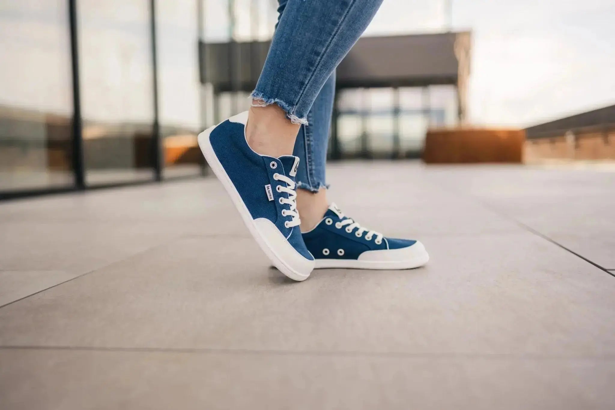 Be Lenka - Rebound Bleu Foncé & Blanc - Chaussures barefoot en toile
