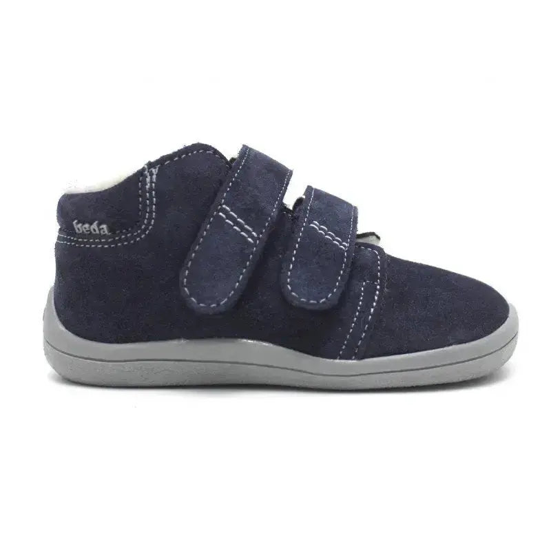 Beda barefoot - Lucas - botines barefoot infantiles con membrana y forro de borreguito azul marino