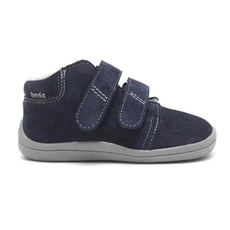 Beda barefoot - Lucas - botines barefoot infantiles con membrana y forro de borreguito azul marino