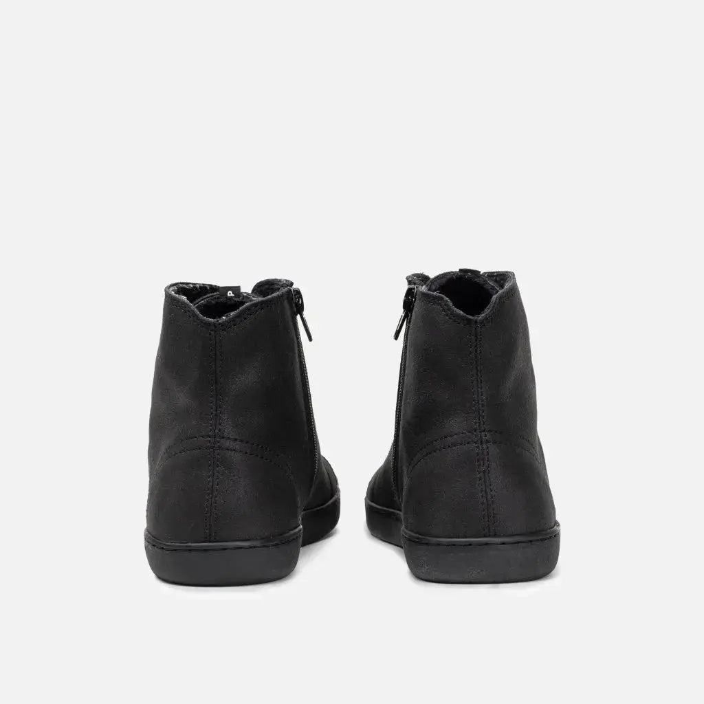 Bohempia - Alex Onyx - Botines barefoot con forro invernal veganos unisex negros