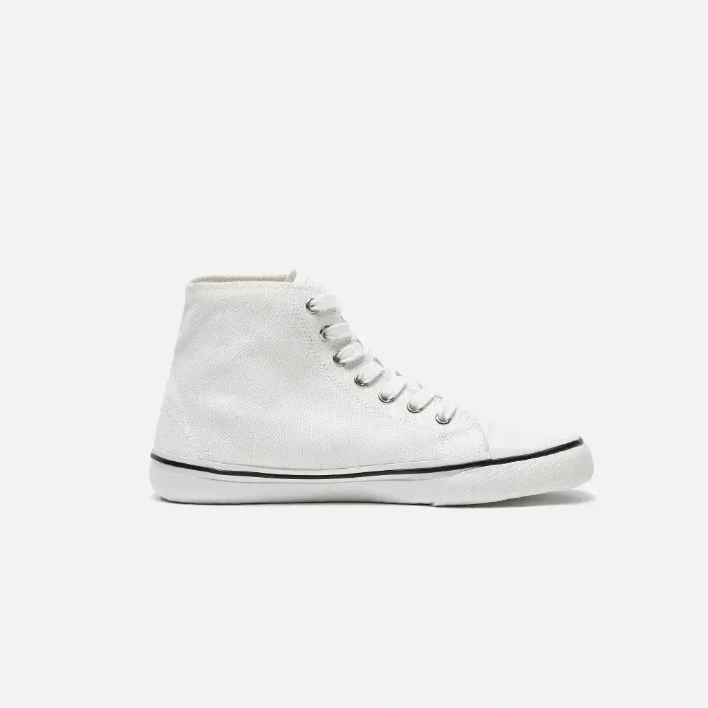 Bohempia - Orik 2.0 White & White - Zapatillas barefoot veganas de caña alta unisex blancas