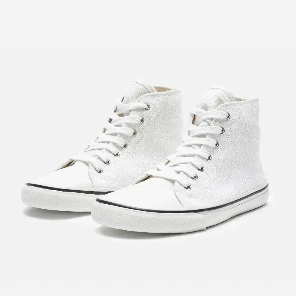 Bohempia - Orik 2.0 White & White - Zapatillas barefoot veganas de caña alta unisex blancas