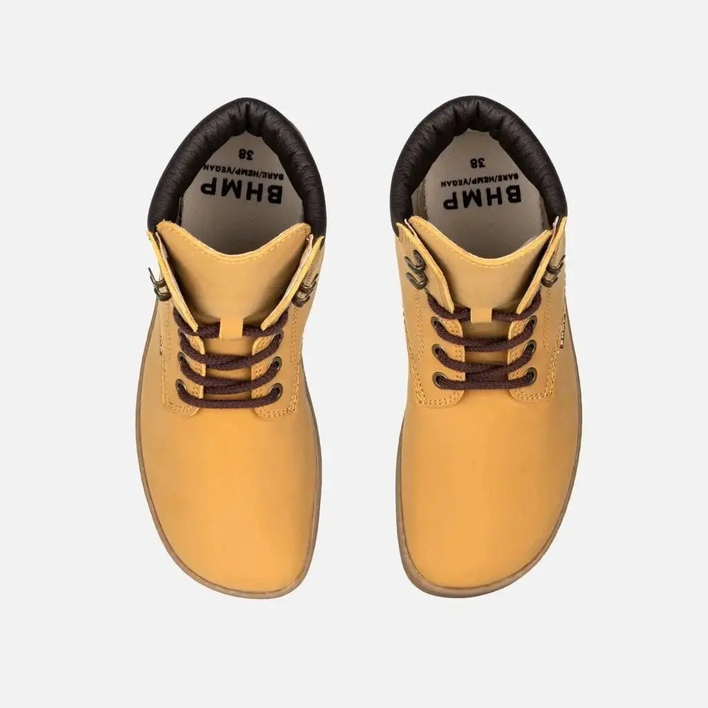 Bohempia - Yura Mustard - Botines barefoot veganos unisex mostaza