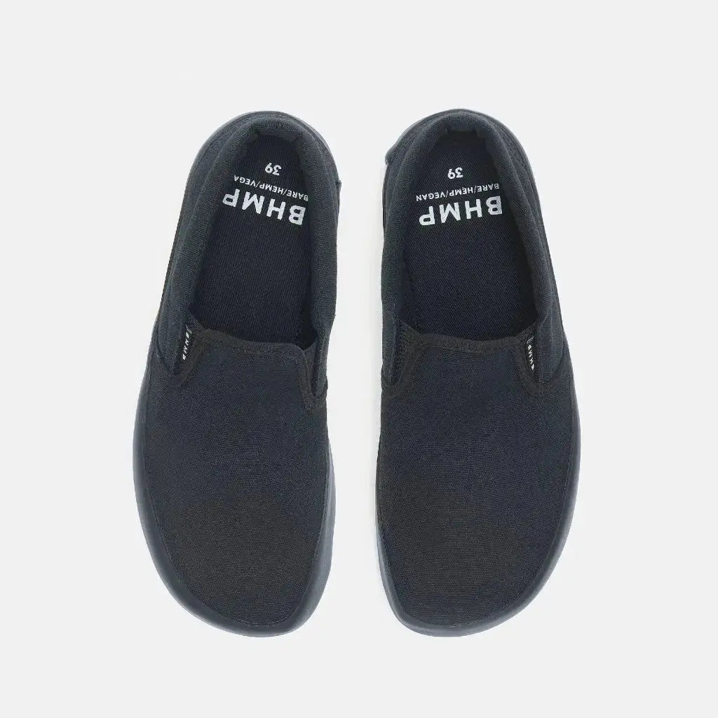 Bohempia – Vikla 2.0 Black & Black - Zapatillas sin cordones barefoot veganas unisex negras