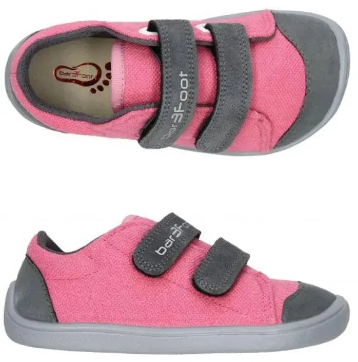 Bar3foot - Elf Denver Natural 3BE29/14 - Sneakers barefoot infantiles rosa y gris