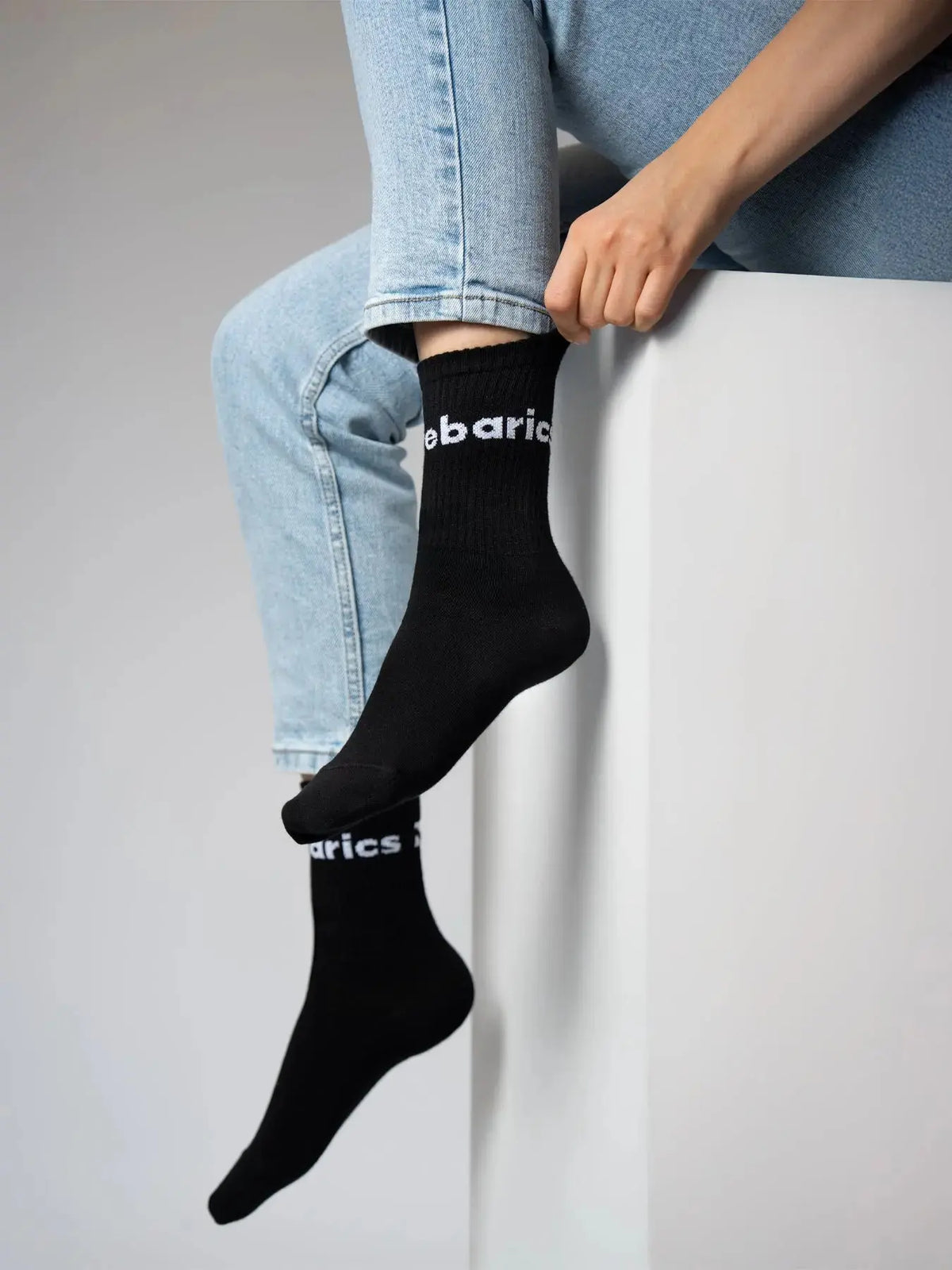 Barebarics - Barefoot calcetines - Crew - Black - Big logo - 3 pack