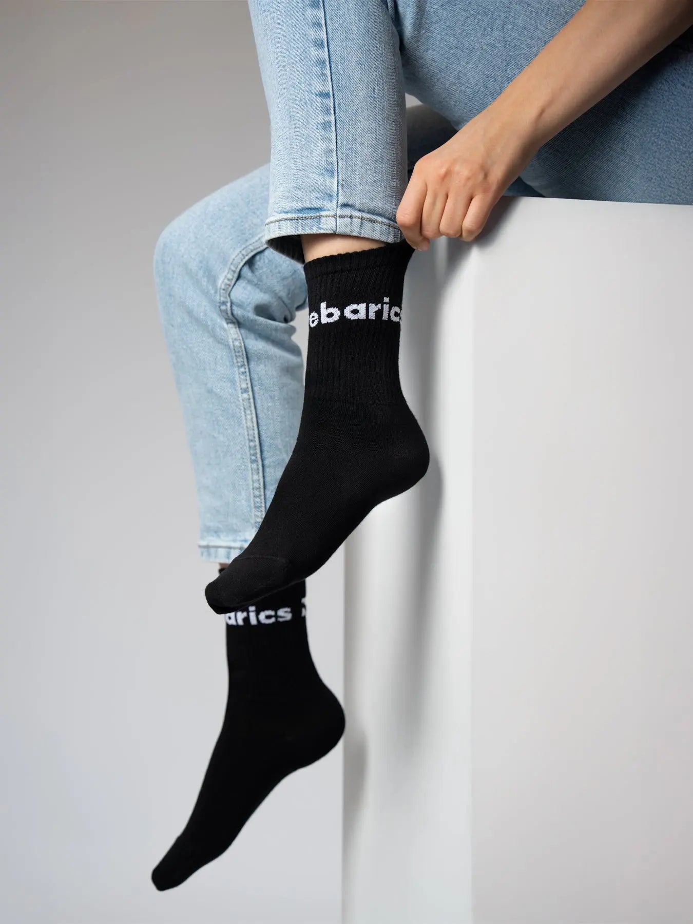 Barebarics - Barefoot calcetines - Crew - Black - Big logo - 3 pack