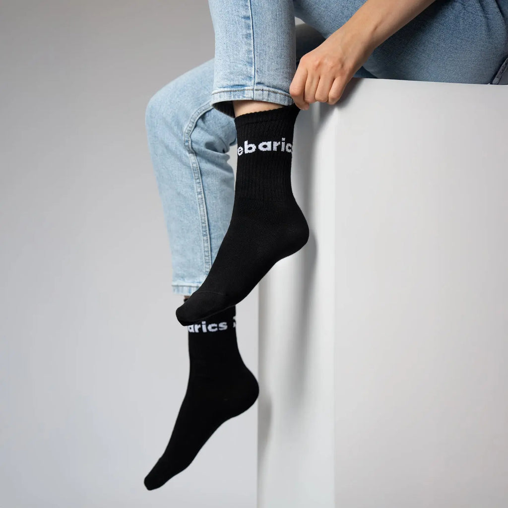 Barebarics - Barefoot calcetines - Crew - Black - Big logo - 3 pack